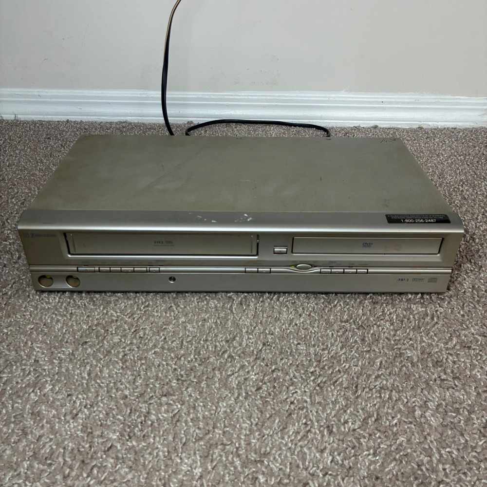 Emerson EWD2204 DVD Player VCR Combo Silver Home Theater Retro For Parts